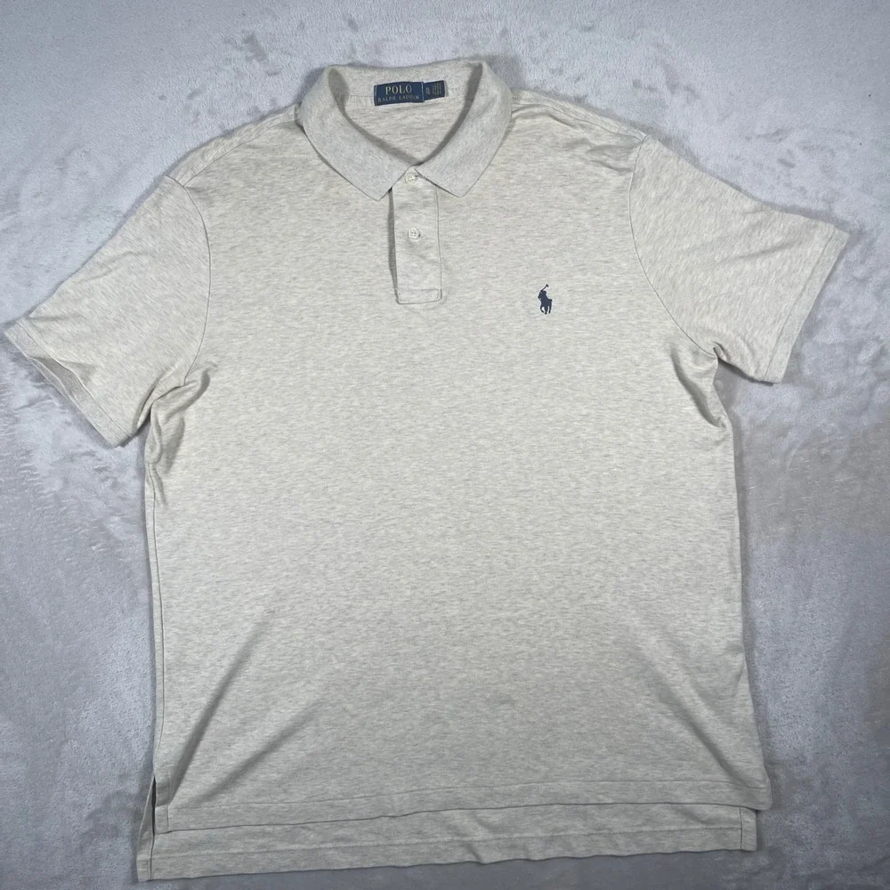 Polo Ralph Lauren Polo Classic Fit Mens XL Oatmeal Heather Cotton‎ Pony Logo